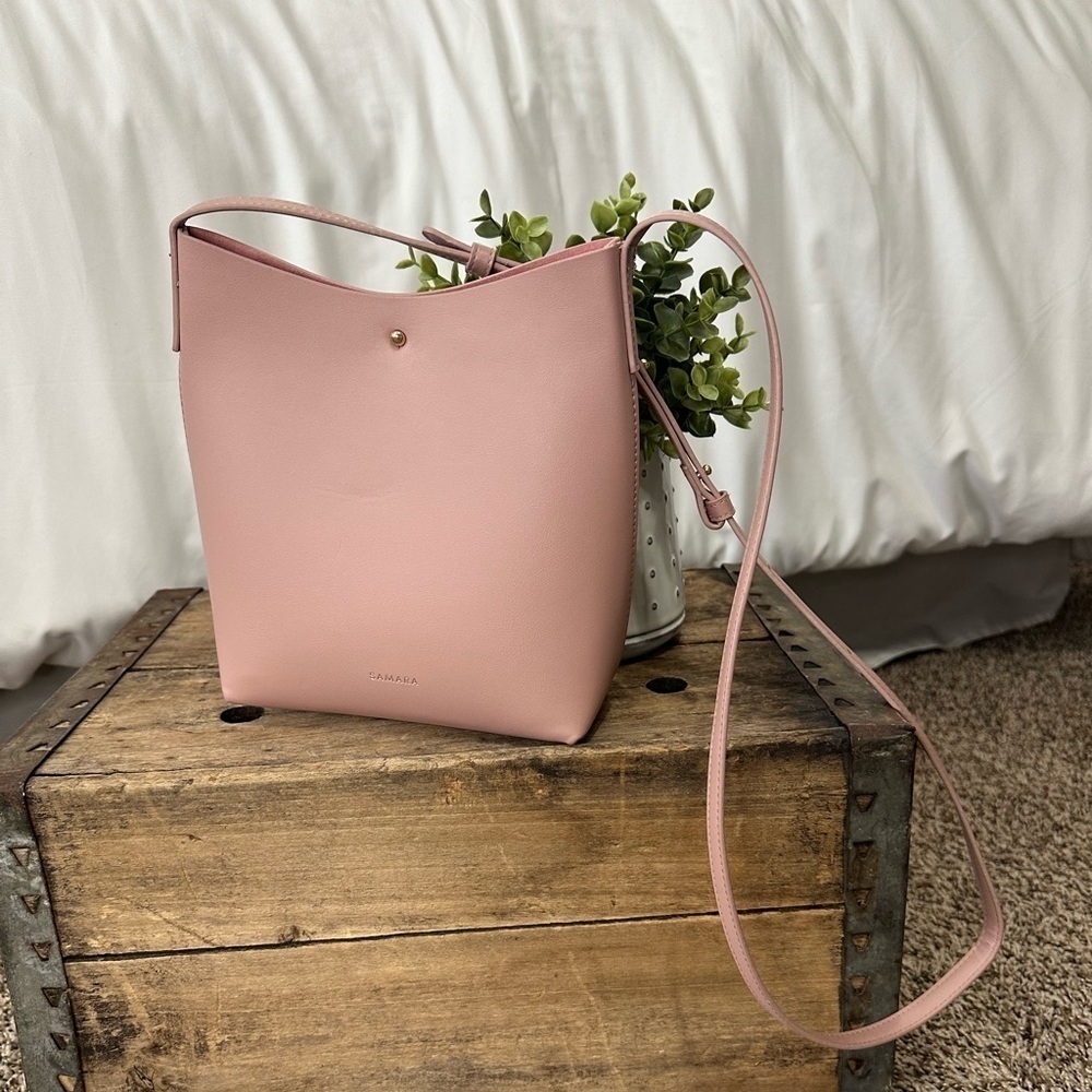 SAMARA Pink Peony Vegan Leather Medium Shoulder Crossbody Bag Purse - Picture 4 of 9